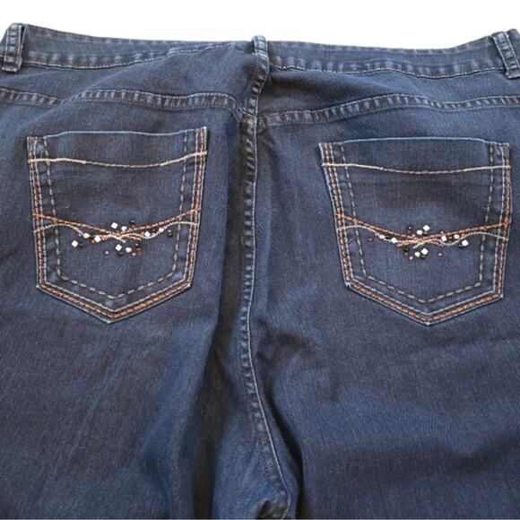 Lane Bryant Dark Wash Embellished Pockets Bootcut Flare Jeans Plus‎ Size 22 - Picture 8 of 11